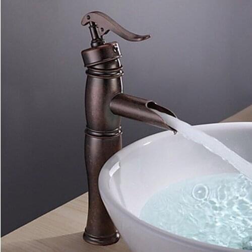 Yiyu Brand Copper Cold and Hot Water Face Pot Faucet Bamboo Slab Brown Ancient Face Pot Faucet