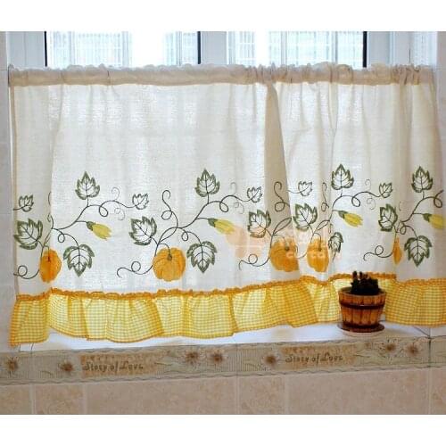 Rustic Pumpkin yellow curtain short kitchen curtain cabinet curtain