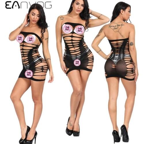 Women lingerie Fishnet Night Dress Hot Bodycon Clubwear Vestido Sexy Catsuit Erotic Transparent Midi Dresses mujer porno