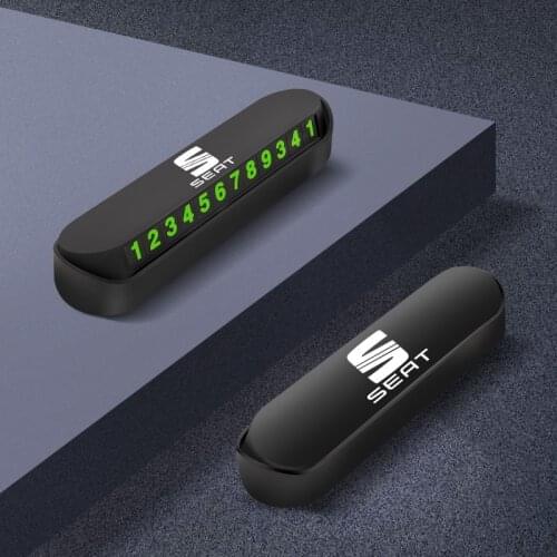 1Pcs ABS Car Temporary Parking Card Luminous Auto Phone Number Card Plate For Seat Leon Ibiza Ateca Alhambra Sportcoupe Exeo