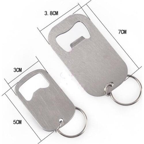 100pcs/lot Simple Stainless Steel Flat Speed Bottle Cap Opener With key ring Remover Beer Bottle Opener