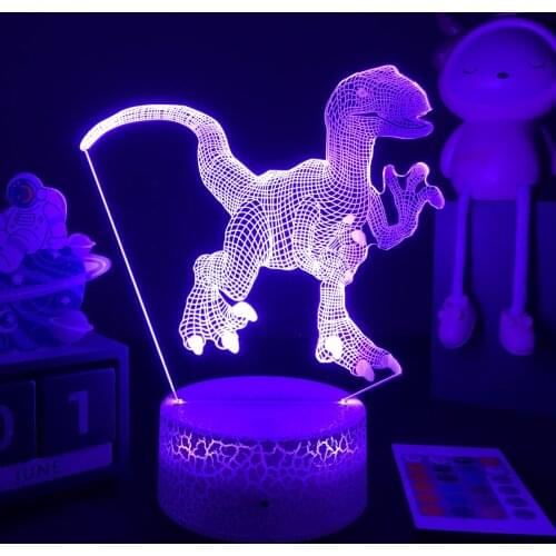 Baby Sleep 3D Dinosaur Night Light Velociraptor Figure for Kids Bedroom Decor Bedside Lamp Cool Birthday Gift Table Lamp