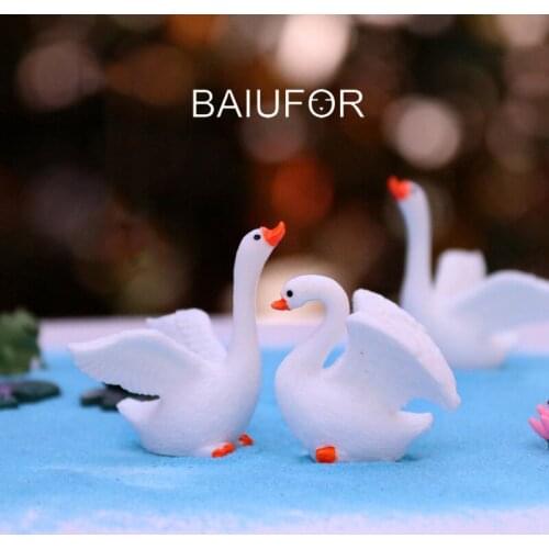 BAIUFOR goose swan/dollhouse/miniatures/lovely cute/fairy garden gnome/moss terrarium decor/crafts/bonsai/DIY supplies/figurine