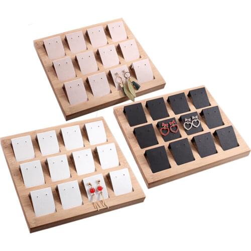 Bamboo Velvet 12 Grid Activity Earrings Eardrop Display Stand Earrings Organizer Jewelry Rack Jewelry Display Stand