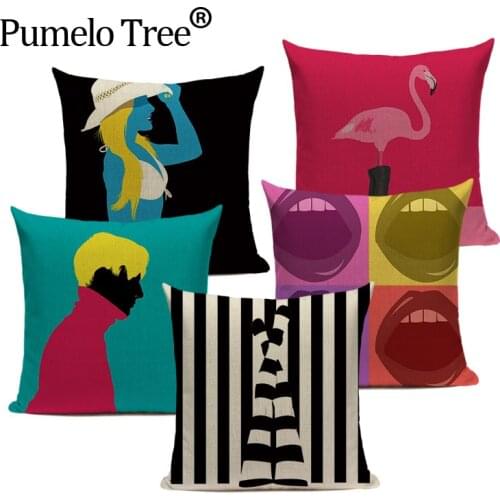 Fashion girl Colorful Cushion Cover linen Sofa Dorm Home Car Decorative one Side Printing Pillow Case Cover Dropshipping