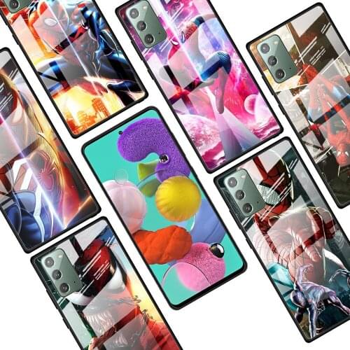 Marvel Spiderman Art for Samsung Galaxy Note 20 Ultra 10 Lite Plus 9 8 5G A70 A50 A40 A30 A20 Tempered Glass Phone Case