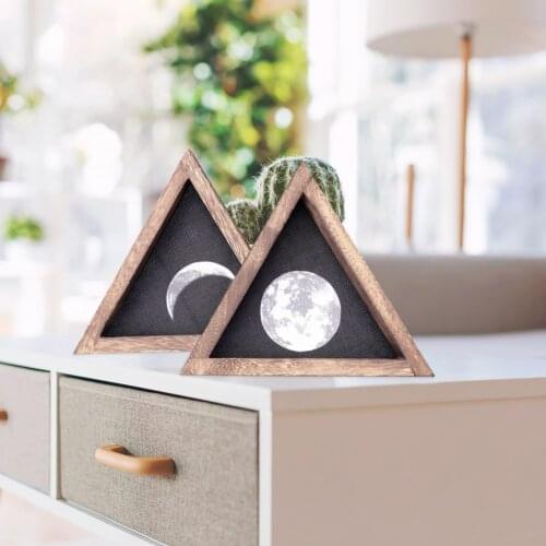 Rustic Wall Moon Phases Decor Moon Signs Framed Wooden Wall Art Prints Wall Hanging For Apartment Bedroom Living Room