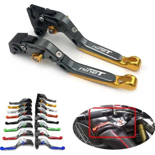 For BMW R NINE T 2014-2016 CNC Aluminum Adjustable Motorcycle Folding Extendable Clutch Brake Levers Handle Accessories Yellow