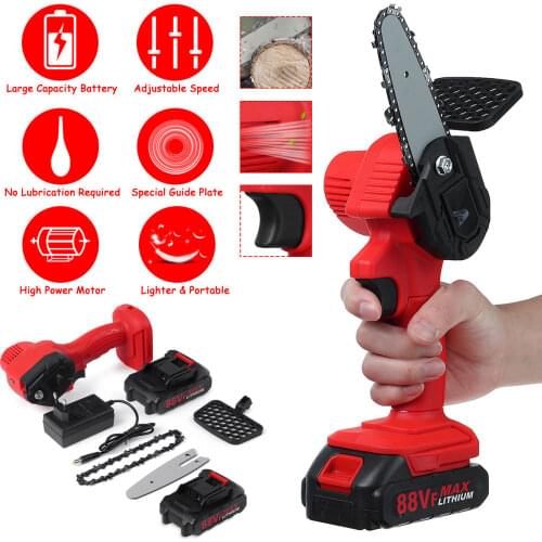 Doersupp 3000W 4 Inch Cordless Electric Saw Chainsaw Pruning Saw Garden Power Tools 2x Lithium Battery For Makita 18V Battery