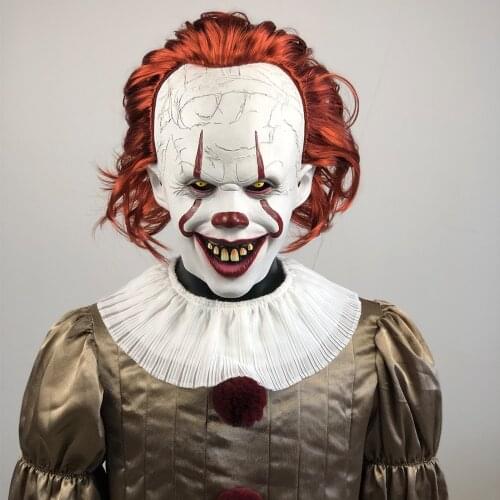 Joker Pennywise Cosplay Costume Mask Stephen King It Chapter Two 2 Horror Clown Halloween Party Costume Prop 2019 Deluxe