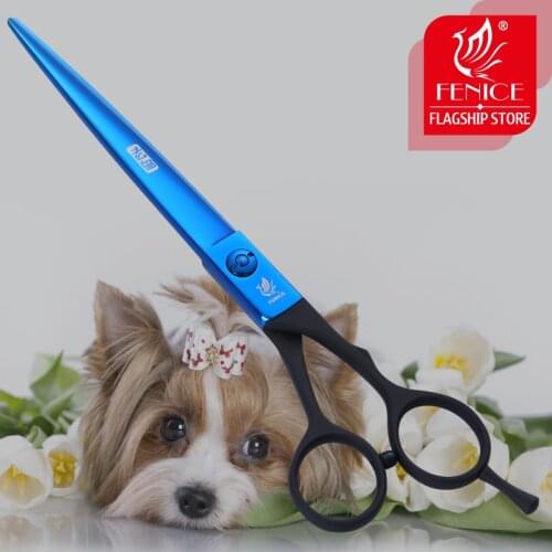 Fenice 7.0 inch Professional Grooming Pet Scissors Blue&Black Dogs Hair Cutting Shears Animal Grooming Tools