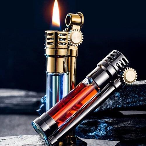 Zorro Kerosene Lighter Old Vintage Wheel Ignition Wind proof Small Portable Transparent oil bin Lighter to Boyfriend