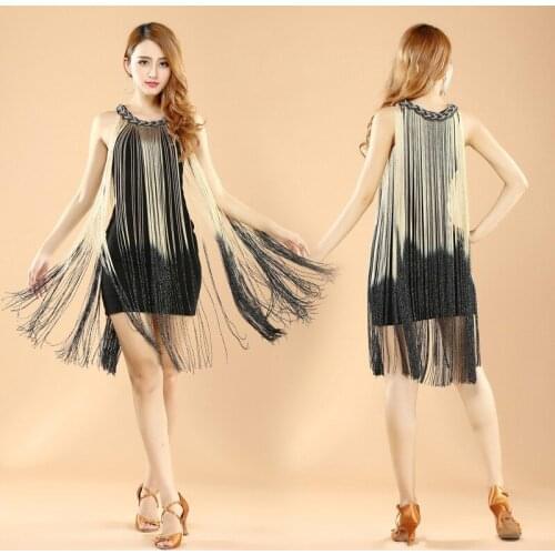 Hot Sell Women Sexy Latin Dance Dress Fringes Tassel Ballroom/Tango/Rumba/cha-cha Dance Dresses Clothings Stage Dance Wear 89
