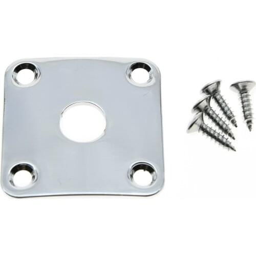 KAISH Curved Metal Jack Plate Square Jackplate w/ Screws Fits For Gibson Les Paul Chrome