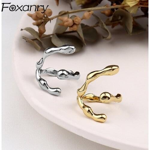 Foxanry 925 Sterling Silver Rings New Fashion Creative Simple Irregular Geometry Couple Holiday Party Jewelry Gifts Wholesale