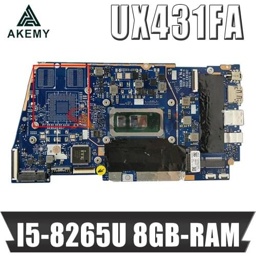 UX431FA/FN Laptop Motherboard For ASUS ZenBook-14 UX431FA UX431FN UX431F Original Mainboard 8GB-RAM I5-8265U GM