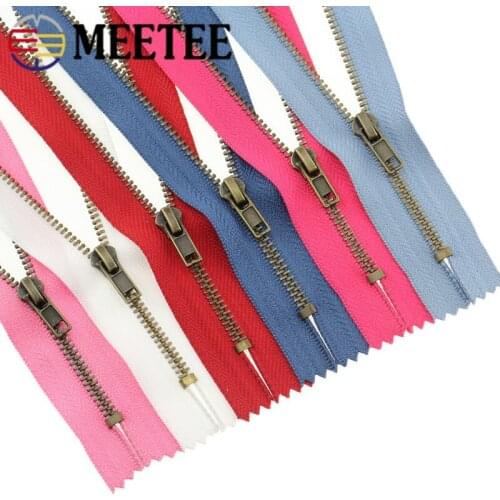3pcs Meetee 20cm 3# Metal Zippers Close-end Bronze Teeth Auto Lock Zip for Pocket Bags Tailor DIY Garment Sewing Accessories