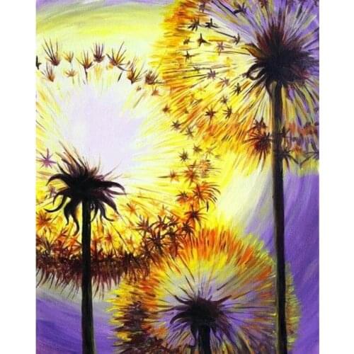 MHD 5d diy diamond cross stitch "dandelion" sunset full square diamond embroidery 3D handmade hobby sewing art Diamond drawing