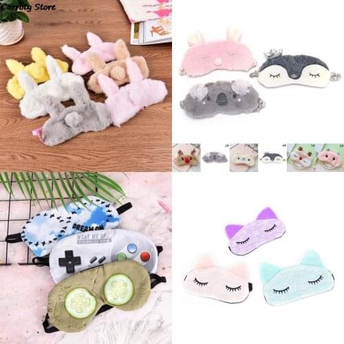 Cute Animal Rabbit Bear Cat Eye Cover Sleeping Mask Eyepatch Bandage Blindfold Winter Cartoon Nap Eye Shade Plush Sleeping Mask