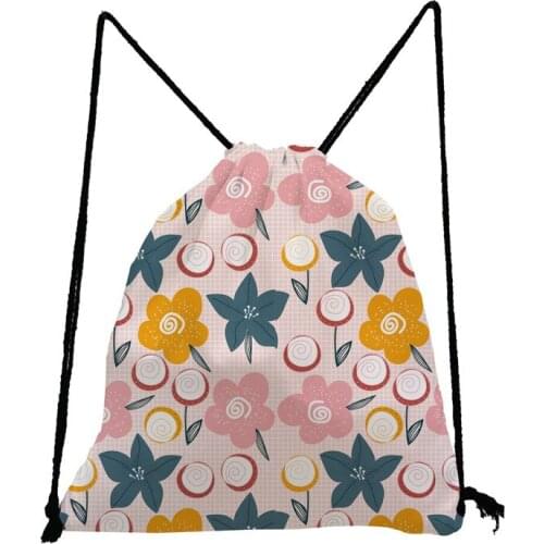 Fashion Floral Drawstring Bag 3D Printing Backpack Child Knapsack Women Portable Eco Reusable Storage Bag Teenage Girls Bookbag