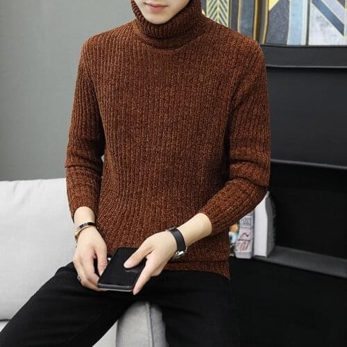 Men Sweater Khaki Grey Black Winter Long Sleeve Turtleneck Casual Pullovers Thick New Fashion Mens Sweaters
