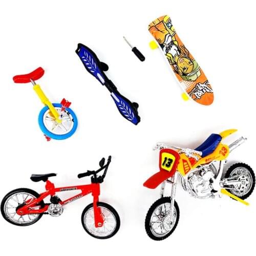 Mini Finger Bicycle Motorcycle Set Bike Fingerboard DIY Creative Game Skateboard 77HD