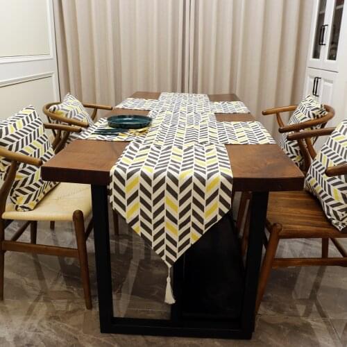 Table Runner Mat Cushion Geometric Patterns Yellow Stripe Soft Comfortable For Home Table Outdoor Wedding Party Table Runners