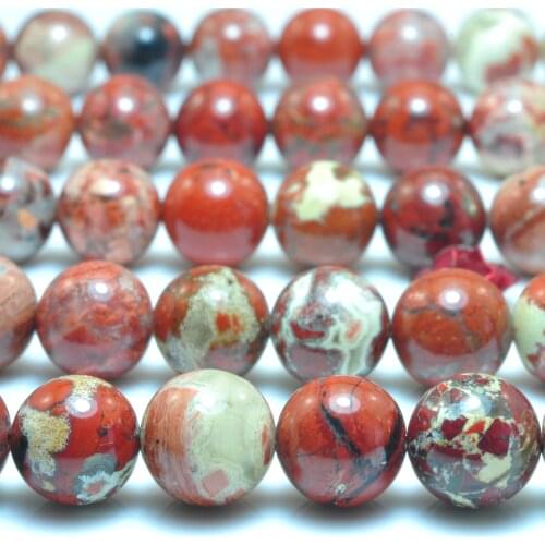 Natural Red Brecciated Jasper Smooth Round Loose Beads Wholesale Gemstone Semi Precious Stone Jewelry Making Supplies 15"