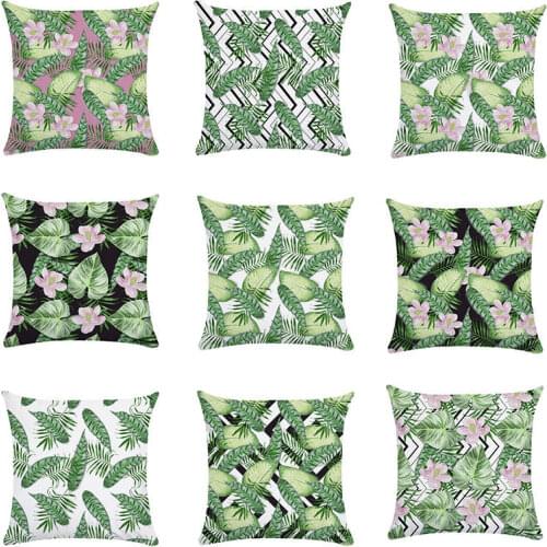 Tropical Plants Cactus Monstera Cushion Cover Palm Leaf Flower Green Leaves Cotton Linen Car Decorative Pillows Pillowcase TP83