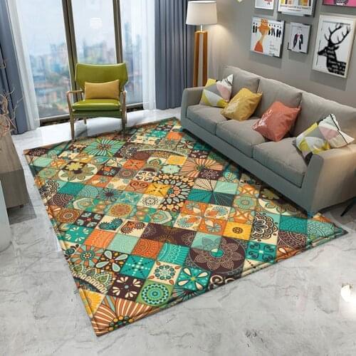 Mandala Style Non-slip Carpet-Rug Colorful Floral Pattern Mat For Living Room Bathroom Living Room Bedroom Decor