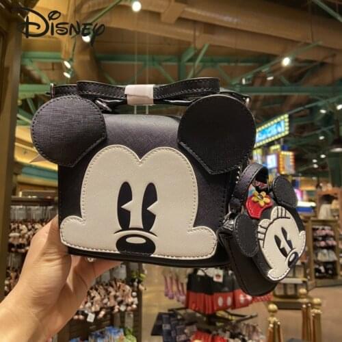 2021 New Disney Minnie Handbag Fashion Womens Shoulder Messenger Bag Childrens Casual Cartoon Image Cute Storage Coin Purse