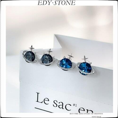 EDY 2021 New Saturn Crystal Zircon Satellite Temperament Stars Moon Stud Earrings For Women Girls Stud Earrings Party Jewelry