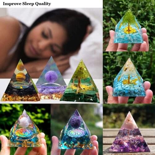 Orgone Pyramid Amethyst Peridot Healing Crystal Energy Generator Blanacing Orgonite Pyramide Emf Protection Meditation Yoga Tool