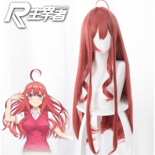 80cm Anime The Quintessential Quintuplets Cosplay Nakano Itsuki Wig Role Playing Wigs Halloween Cosplay Watermelon Red Hair Wig