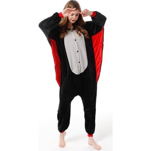 Bat Adults Pajamas Winter Women Flannel Sleepwear Unisex Cute Cartoon Animal Pajama Set Kids Hooded Pyjamas Sleepwear