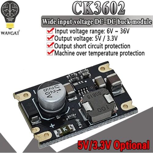 Mini DC-DC step-down module 12V/24V/36V to 5V2A synchronous rectifier with high efficiency and low static current