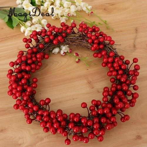 Red Holiday Berry Wreath Christmas Wreath Brightens Front Door Decor for Wedding Birthday Living Room Decoration