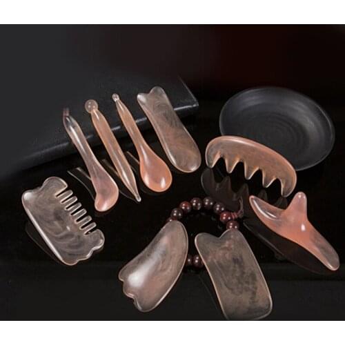 1Pc Chinese Gua Sha Tool Guasha Board Natural Stone/Synthetic Resin Scraper For Face Neck Back Body Acupuncture Pressure Therapy