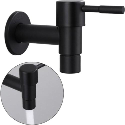 Stainless Steel Faucet Black Wall Mounted Washing Machine Tap Bath Toilet Mop Pool Water Taps for Garden Bathroom