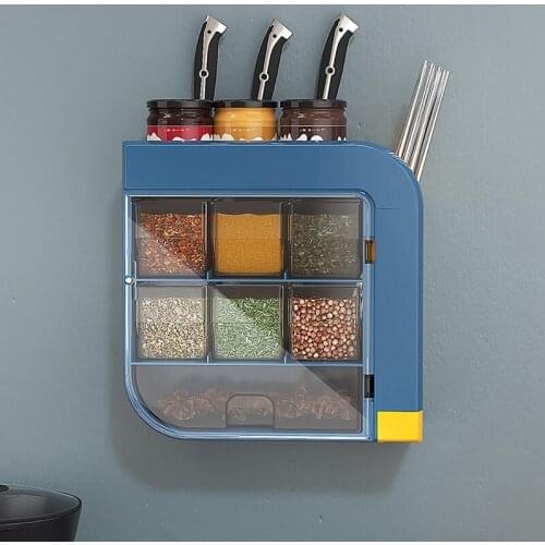 Multi-Grid Spice Rack Free Perforation Household Knife Holder Kitchen Wall-Mounted Tool Storage Rack