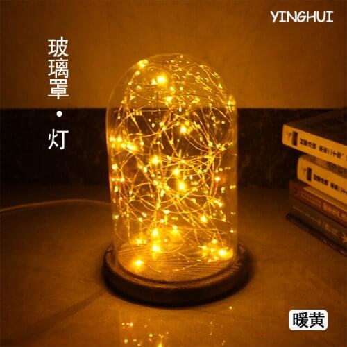 LED Romantic Star Loft Vintage Industrial Wood Glass Table Light Desk Lamp Cafe Bar Christmas Birthday Gift Night Light