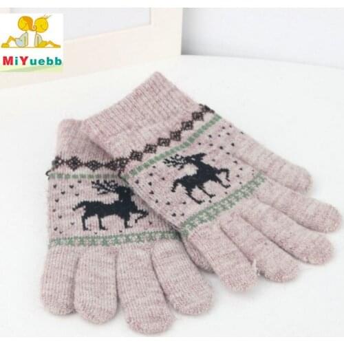 3 to 14 years old child Boy Girl Knit Gloves Winter Children Warm Mittens Cotton Wool Solid lovely elk Gloves ST10