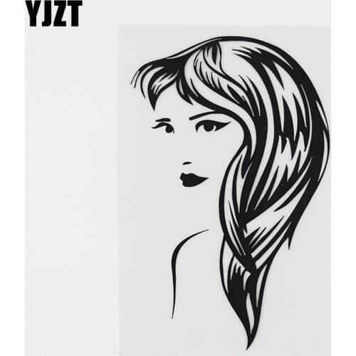 YJZT 8.5CMX17.4CM Hot Sexy Girl Hair Beauty Spa Decal Vinyl Car Sticker Black/Silver 8A-0491