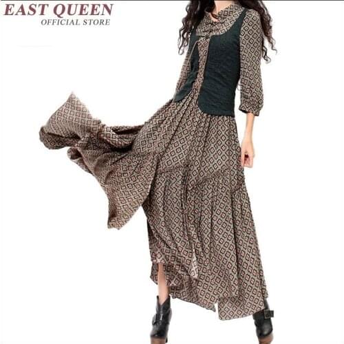 2018 Fashion Womens Maxi dress long Casual Summer Beach Chiffon Party Dresses print Chiffon dress long sleeved KK1107