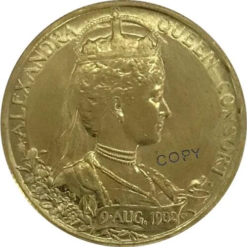 Gold Coin 1902 British Historical Medals Edward VII Coronation Brass Collectibles Copy Coin