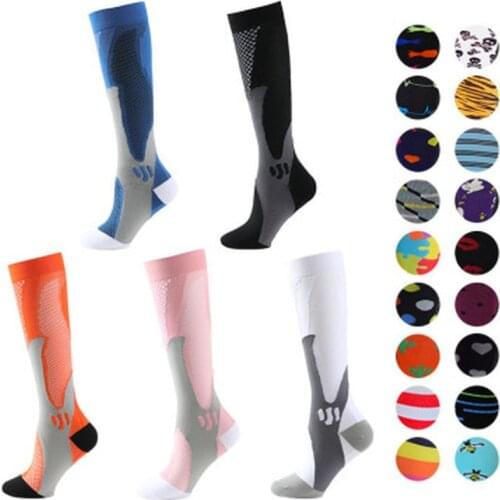 1pair Men Women Compression Socks Fit for Sports Anti Fatigue Pain Relief Knee High Stockings S/M/XL/XXL Sports Camping Socks