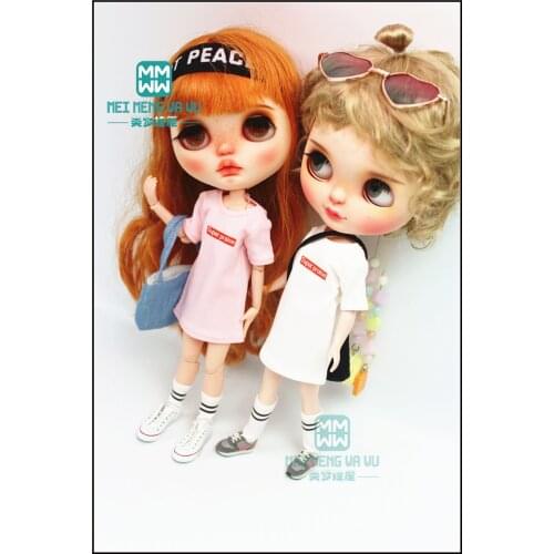 1pcs Blyth Doll Clothes fashion letter long T-shirt for Blyth Azone 1/6 doll accessories