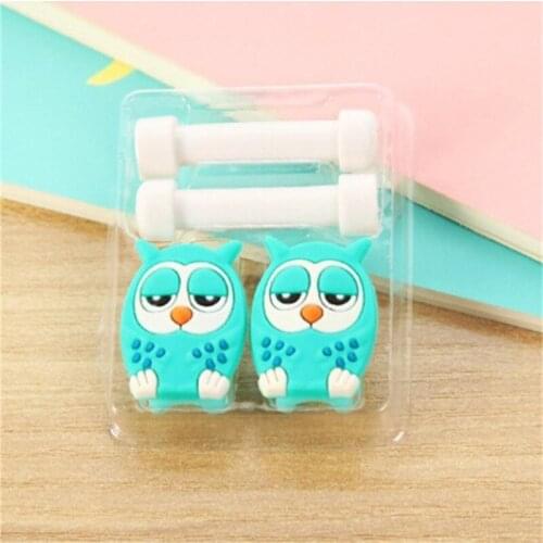2sets Fashion Cartoon Phone USB Data Charging Cable Wrap Cover Protector