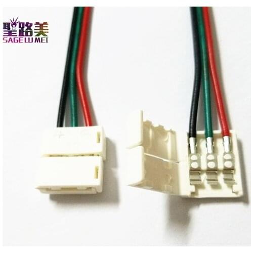 20/50/100pcs/ lot 3pins 10mm width RGB connector,ws2812b ws2811IC 3pin led connector, single 3pins connector for RGB strip light