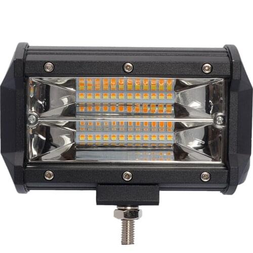 2X 5in 72W 5'' Dual rows Strobe Flash LED light bar 7D 5 models Dual Color White Yellow offroad 4x4 car light 12V 24V
